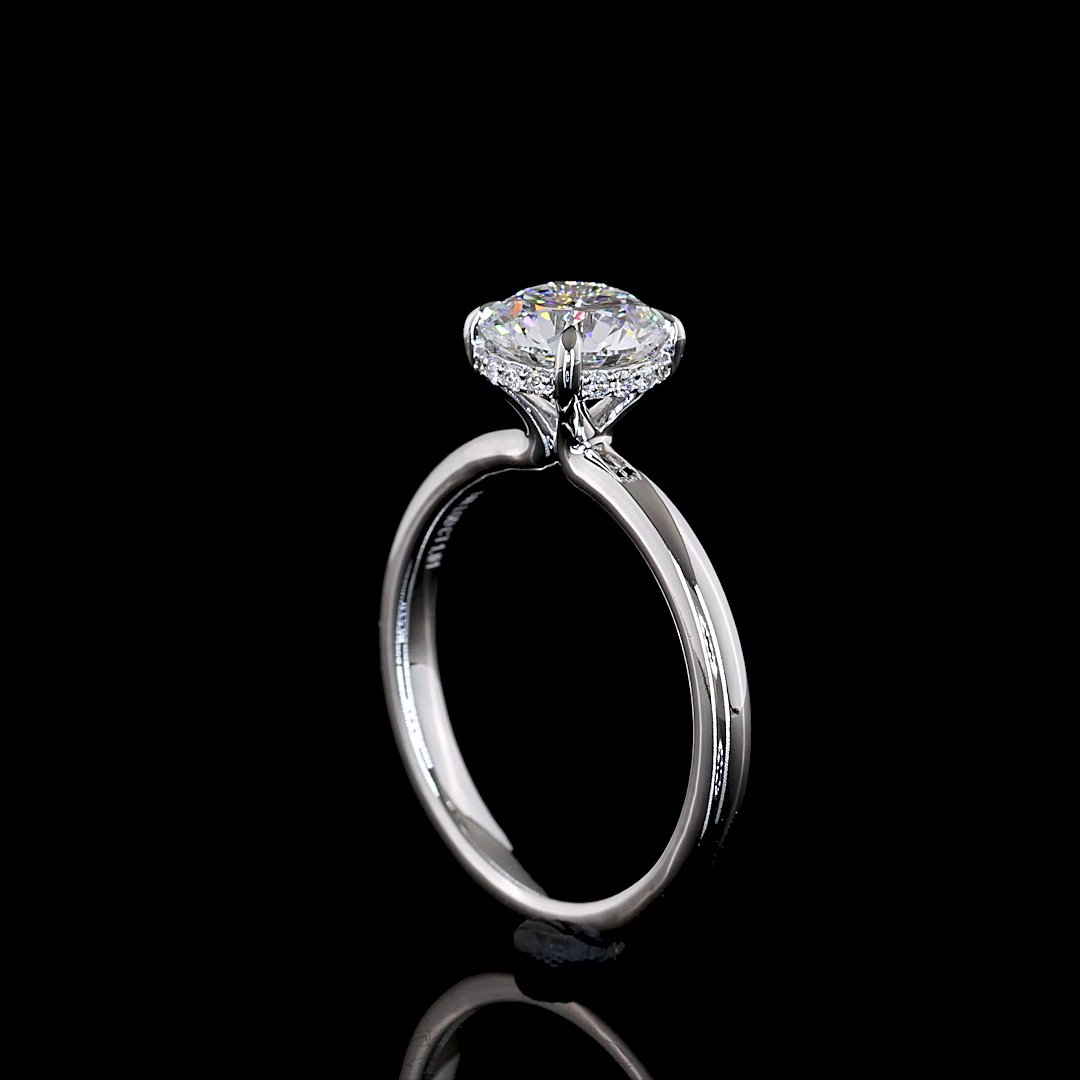 1.61 Cts 14K WHITE GOLD Round Shape Hidden Halo Ring