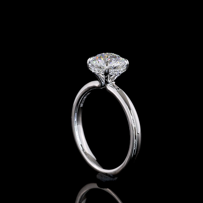 1.61 Cts 14K WHITE GOLD Round Shape Hidden Halo Ring
