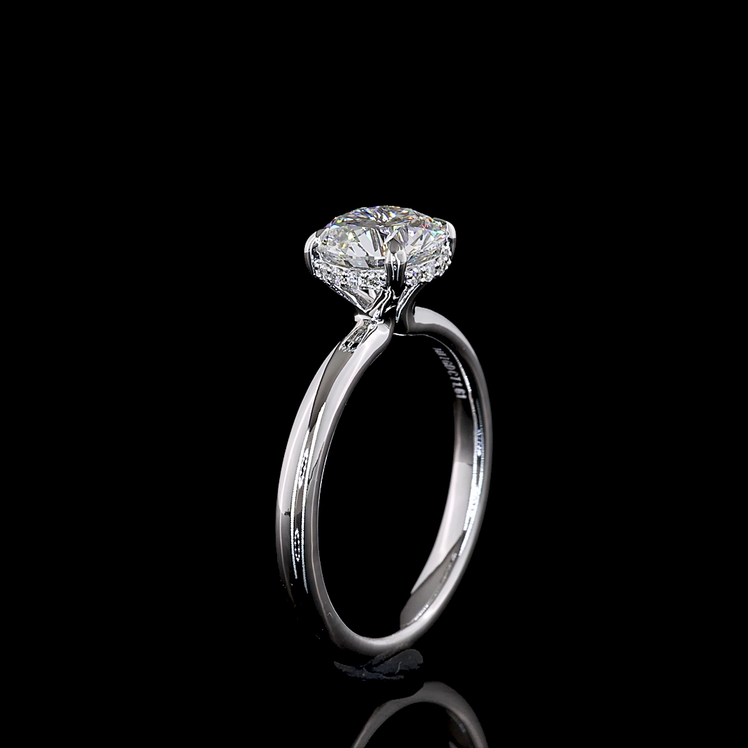 1.61 Cts 14K WHITE GOLD Round Shape Hidden Halo Ring