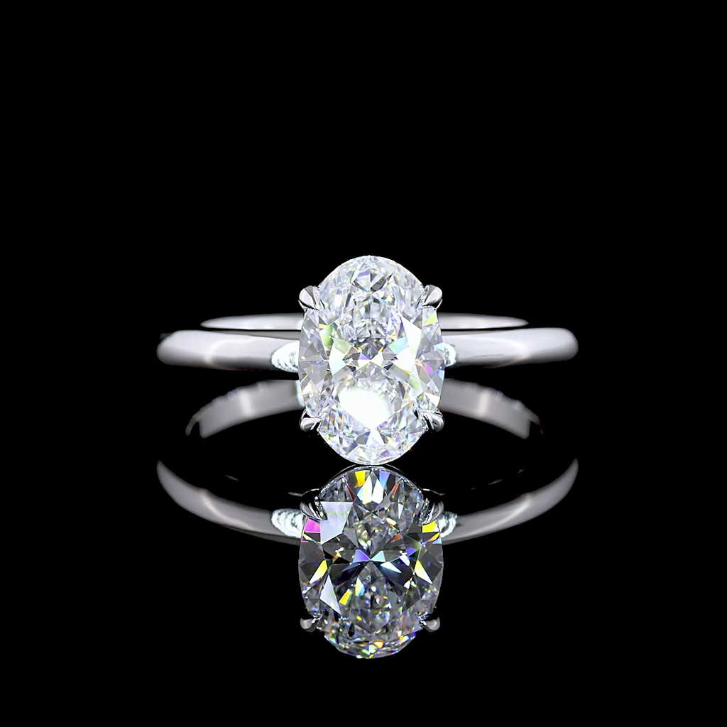 1.55 Cts 14K WHITE GOLD Oval Shape Solitaire Ring