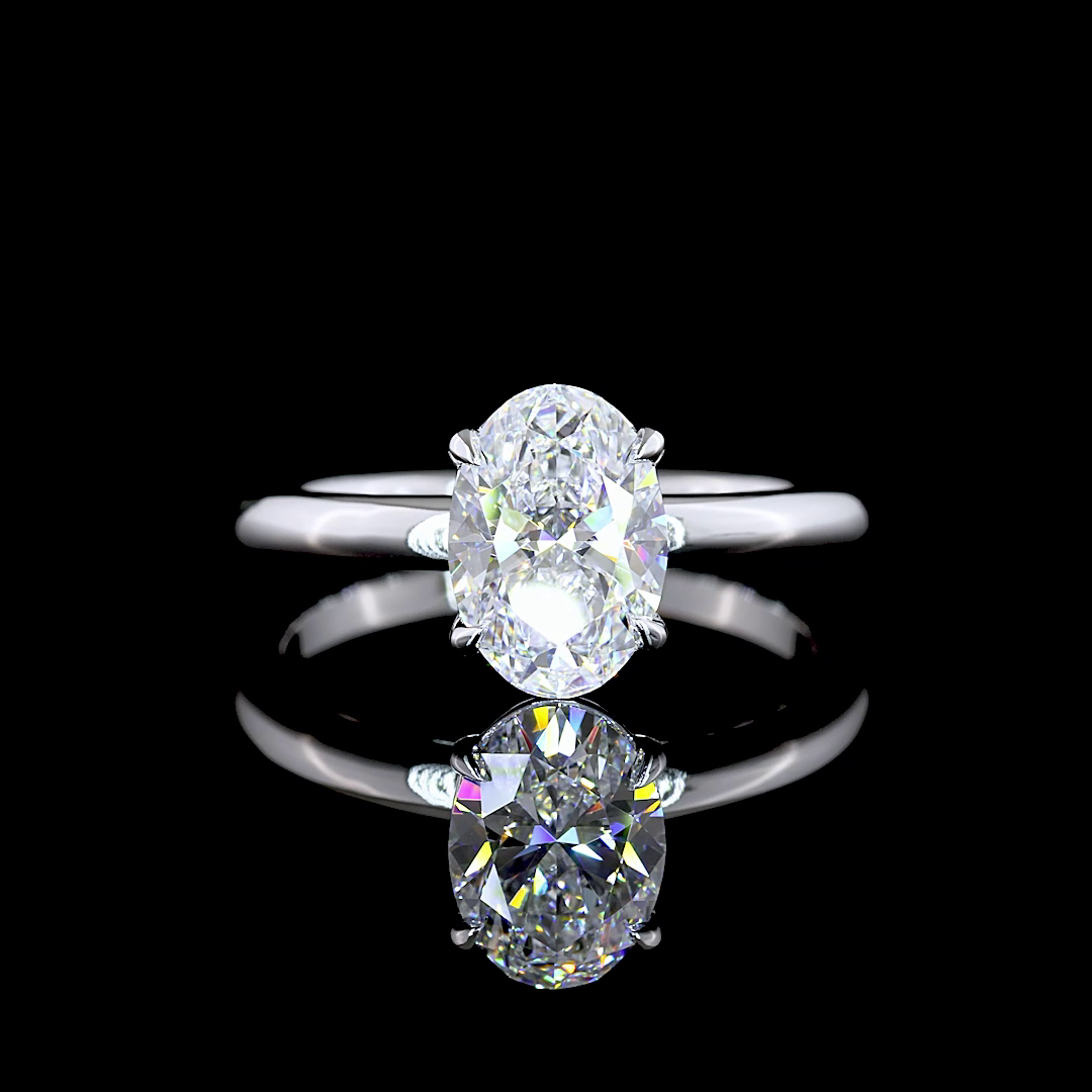 1.55 Cts 14K WHITE GOLD Oval Shape Solitaire Ring