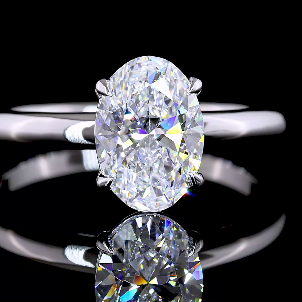 1.55 Cts 14K WHITE GOLD Oval Shape Solitaire Ring