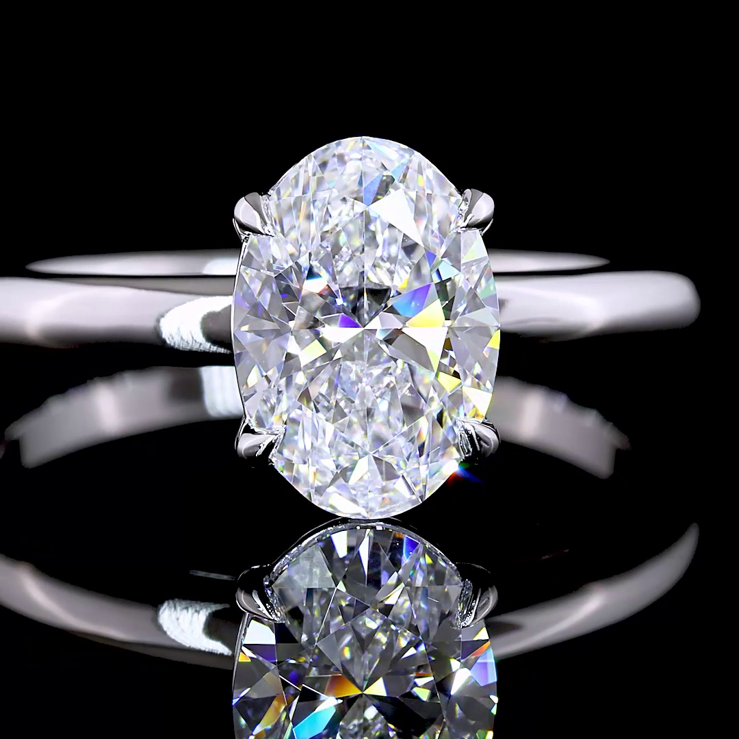 1.55 Cts 14K WHITE GOLD Oval Shape Solitaire Ring