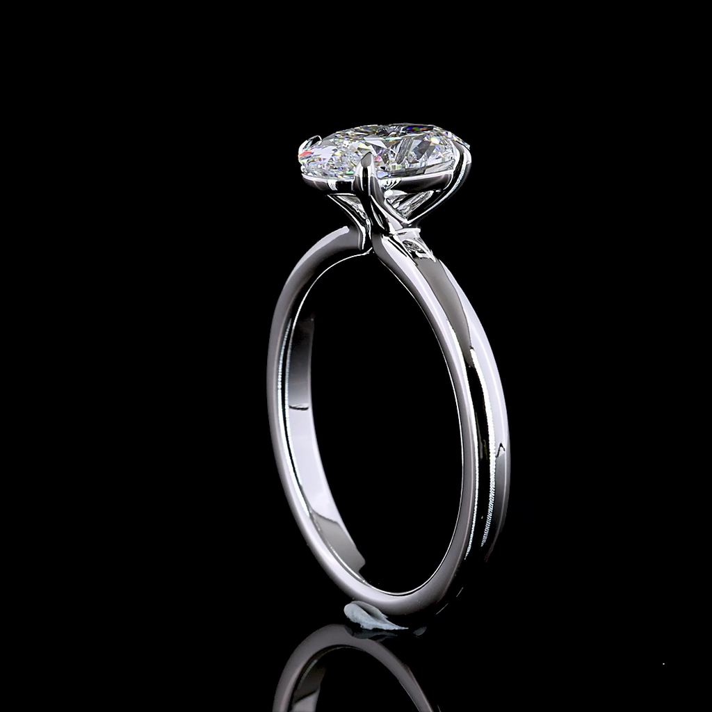 1.55 Cts 14K WHITE GOLD Oval Shape Solitaire Ring