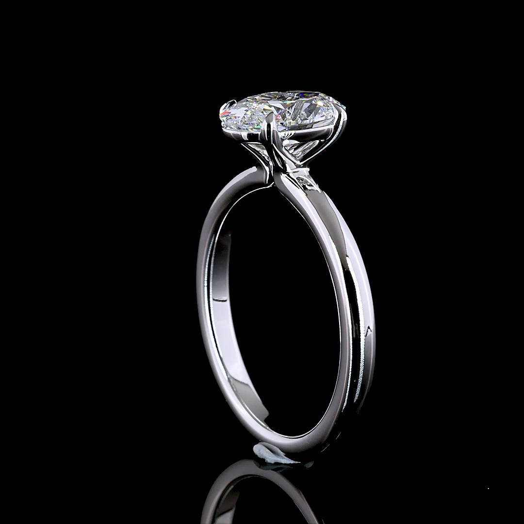 1.55 Cts 14K WHITE GOLD Oval Shape Solitaire Ring