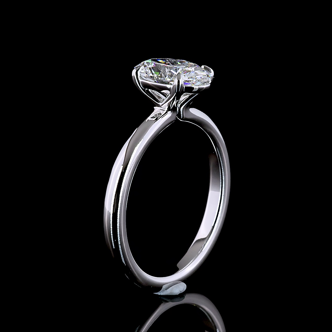 1.55 Cts 14K WHITE GOLD Oval Shape Solitaire Ring