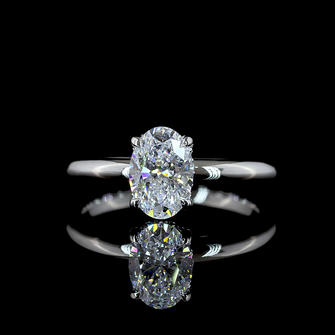 1.13 Cts 14K WHITE GOLD Oval Shape Hidden Halo Ring