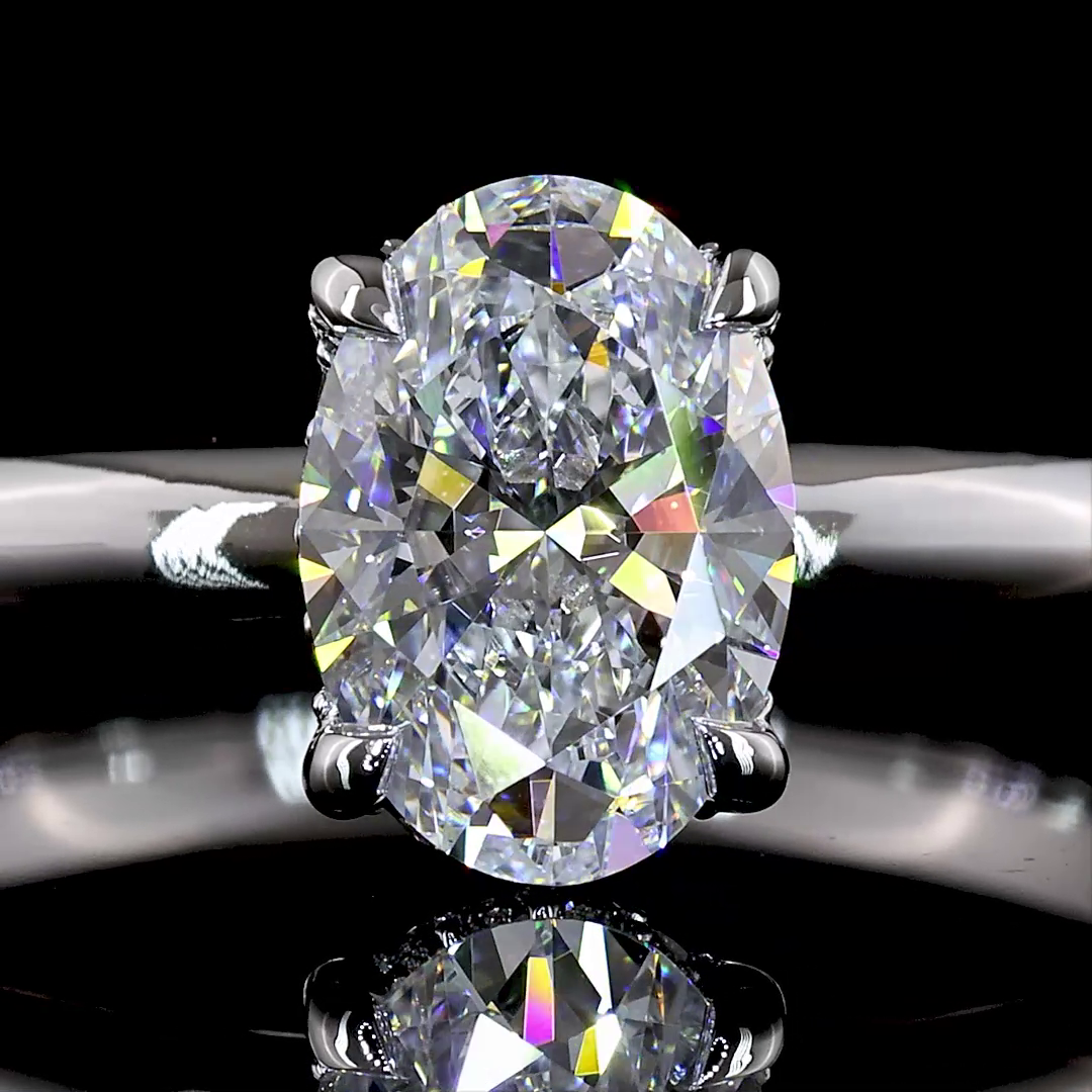 1.13 Cts 14K WHITE GOLD Oval Shape Hidden Halo Ring