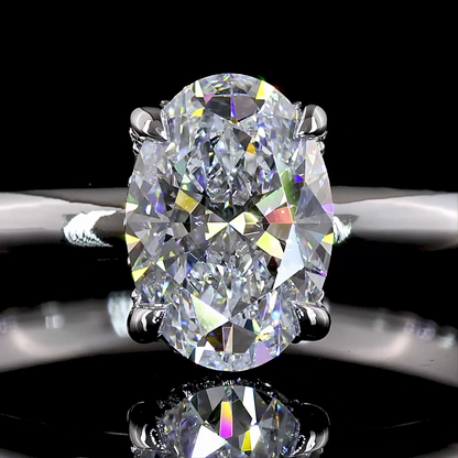 1.13 Cts 14K WHITE GOLD Oval Shape Hidden Halo Ring