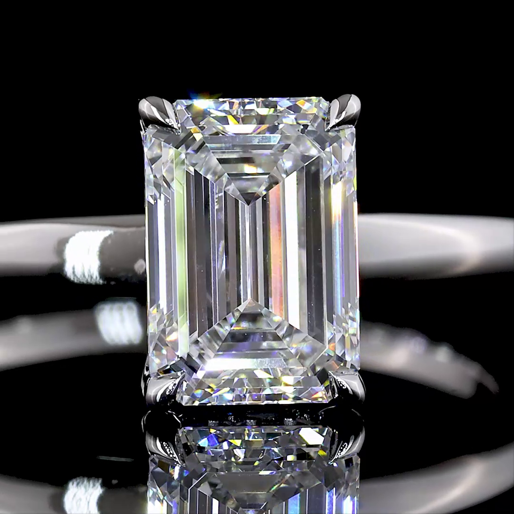 1.58 Cts 14K WHITE GOLD Emerald Shape Hidden Halo Ring