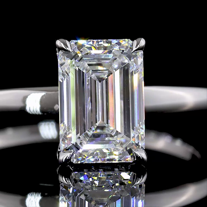 1.58 Cts 14K WHITE GOLD Emerald Shape Hidden Halo Ring