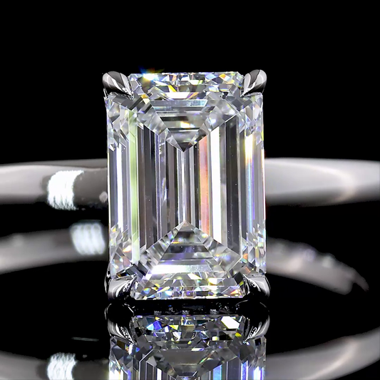 1.58 Cts 14K WHITE GOLD Emerald Shape Hidden Halo Ring