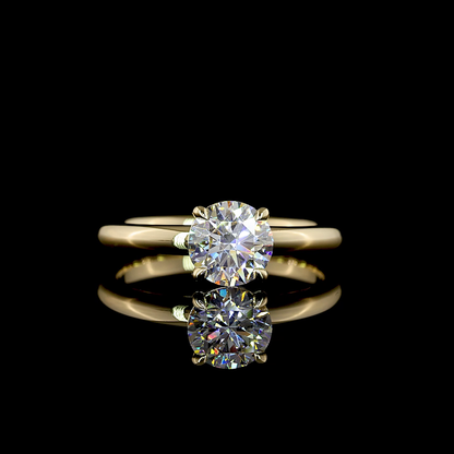 1.02 Cts 14K YELLOW GOLD Round Shape Solitaire Ring
