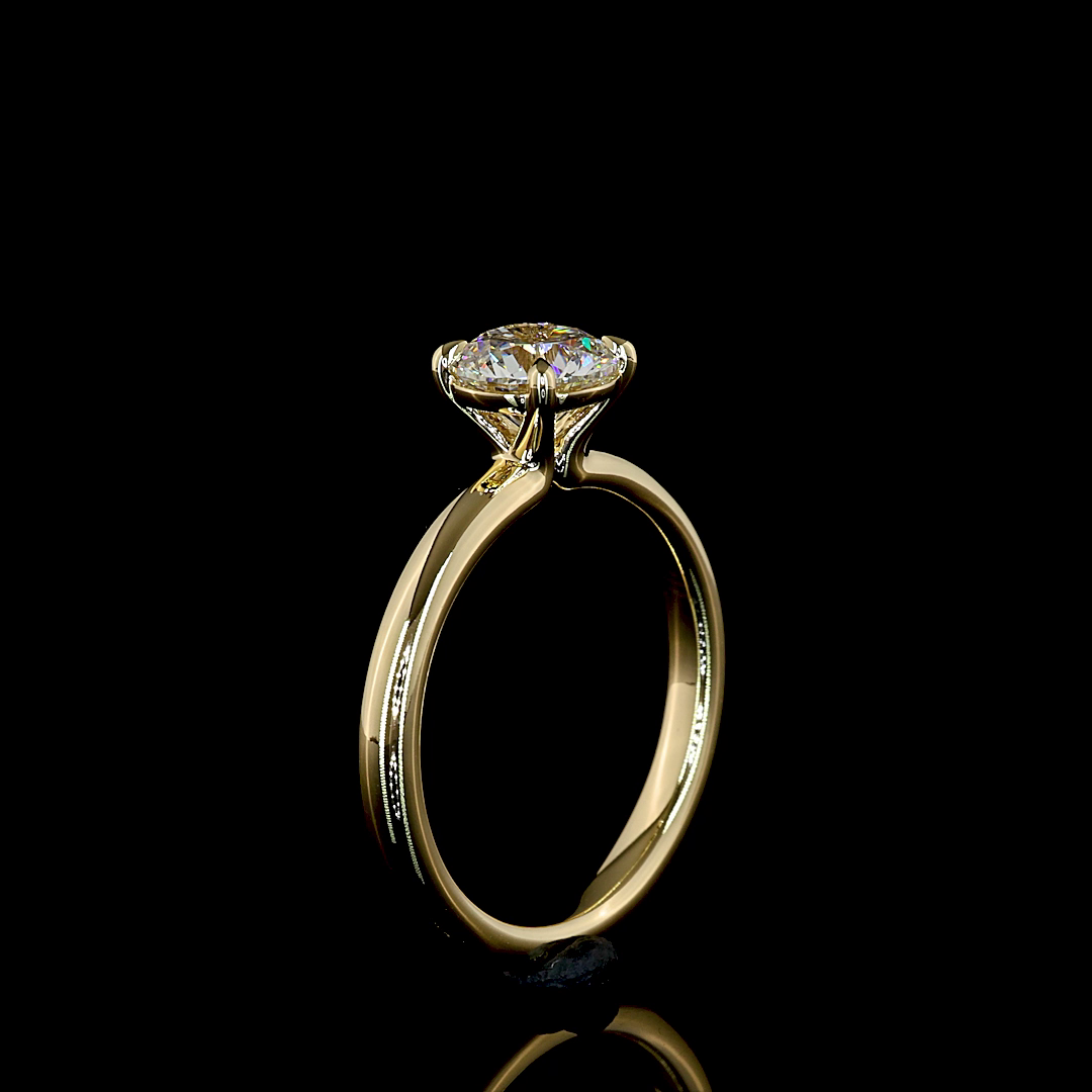 1.02 Cts 14K YELLOW GOLD Round Shape Solitaire Ring