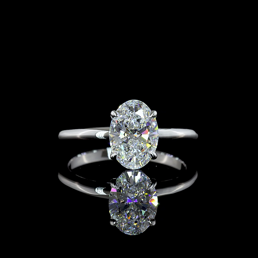 1.52 Cts 14K WHITE GOLD Oval Shape Solitaire Ring