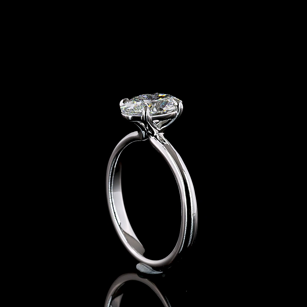 1.52 Cts 14K WHITE GOLD Oval Shape Solitaire Ring