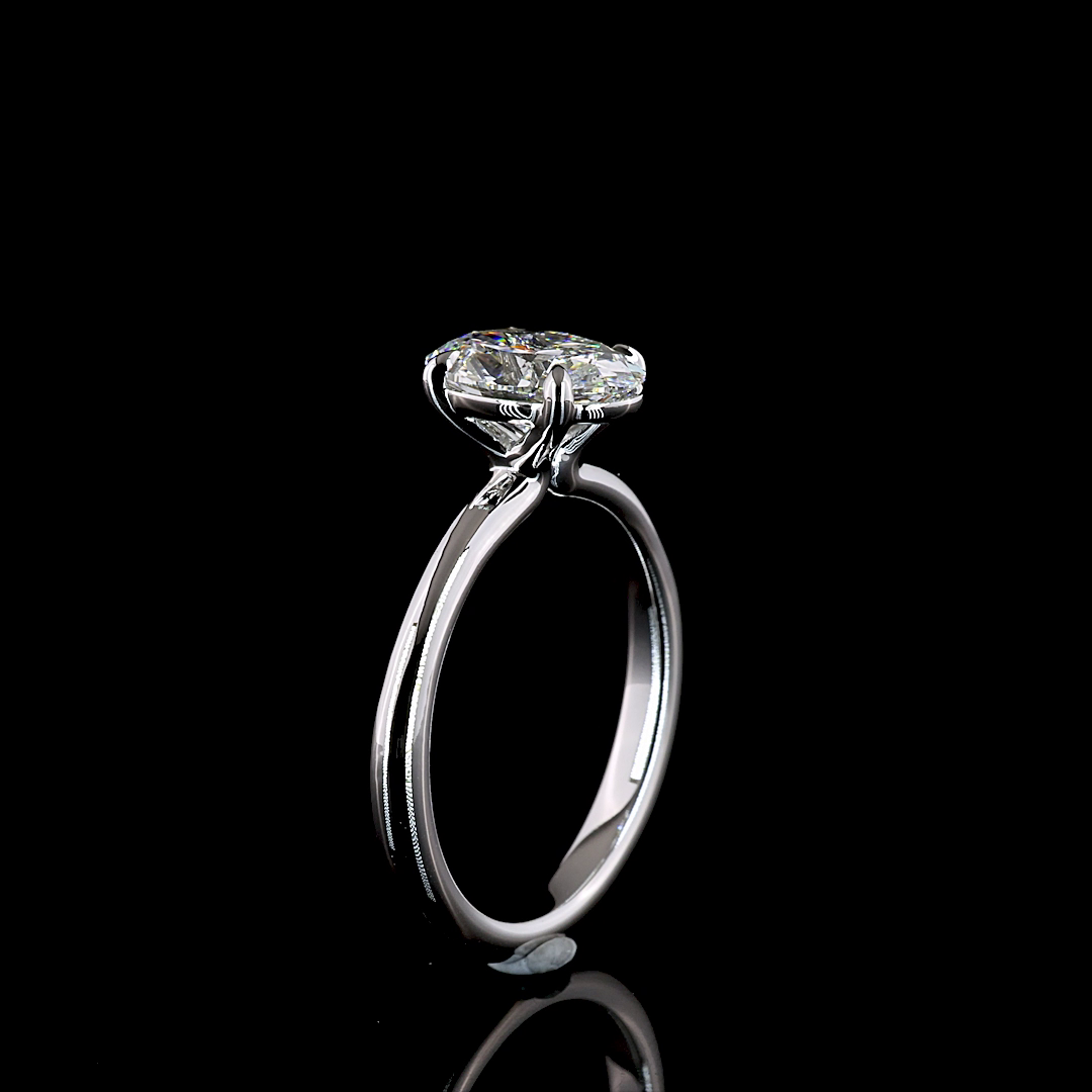 1.52 Cts 14K WHITE GOLD Oval Shape Solitaire Ring