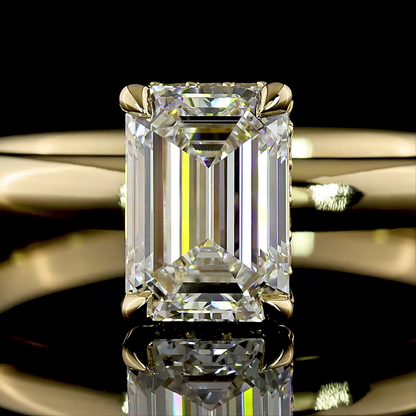 1.10 Cts 14K YELLOW GOLD Emerald Shape Hidden Halo Ring