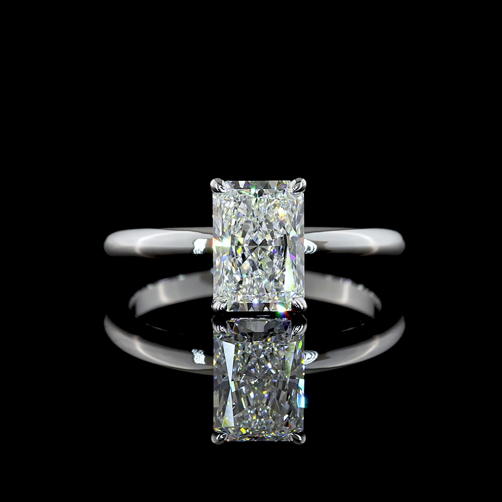 1.53 Cts 14K WHITE GOLD Radiant Shape Solitaire Ring