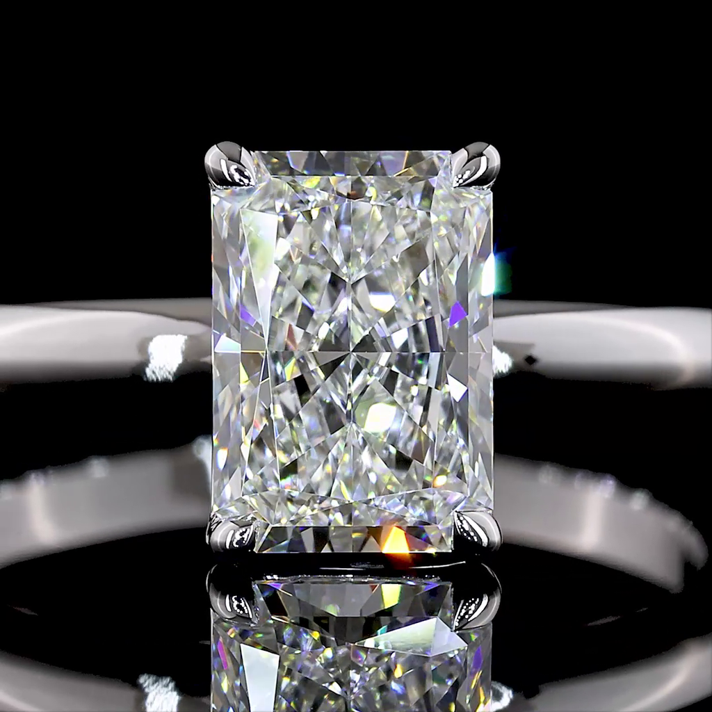 1.53 Cts 14K WHITE GOLD Radiant Shape Solitaire Ring