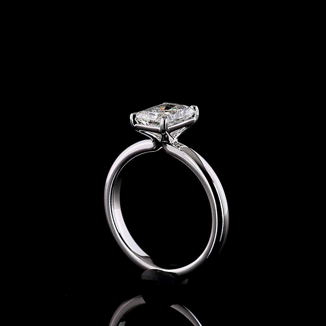 1.53 Cts 14K WHITE GOLD Radiant Shape Solitaire Ring