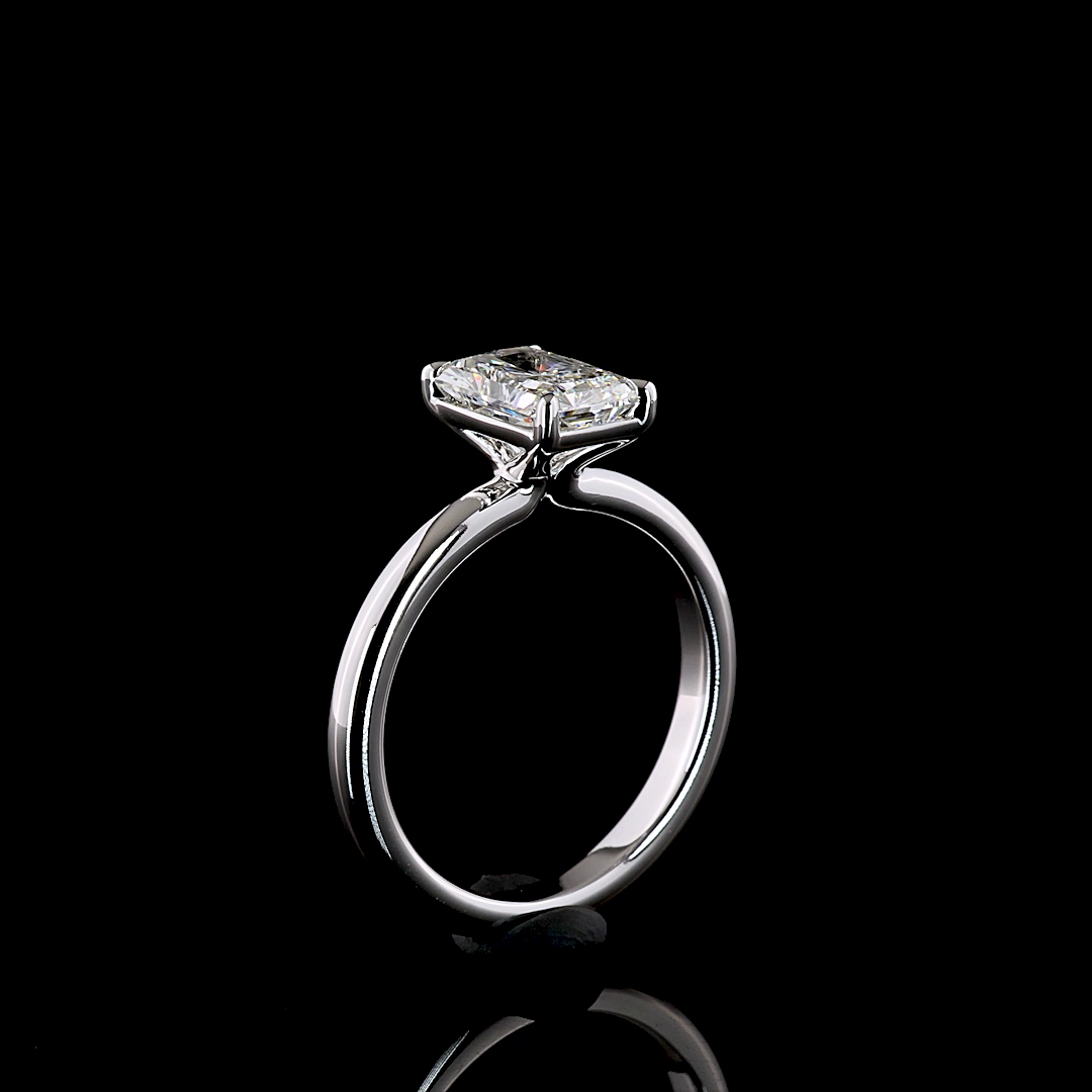 1.53 Cts 14K WHITE GOLD Radiant Shape Solitaire Ring