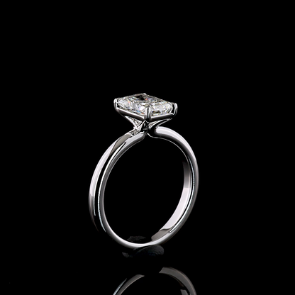 1.53 Cts 14K WHITE GOLD Radiant Shape Solitaire Ring