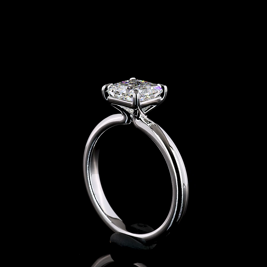 1.52 Cts 14K WHITE GOLD Princess Shape Solitaire Ring