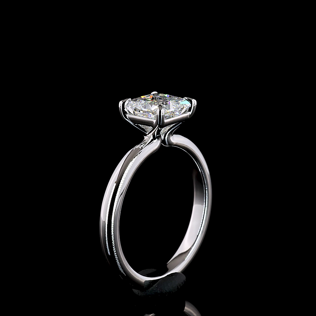 1.52 Cts 14K WHITE GOLD Princess Shape Solitaire Ring