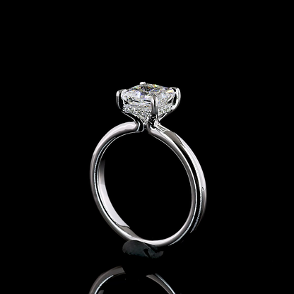 1.58 Cts 14K WHITE GOLD Princess Shape Hidden Halo Ring