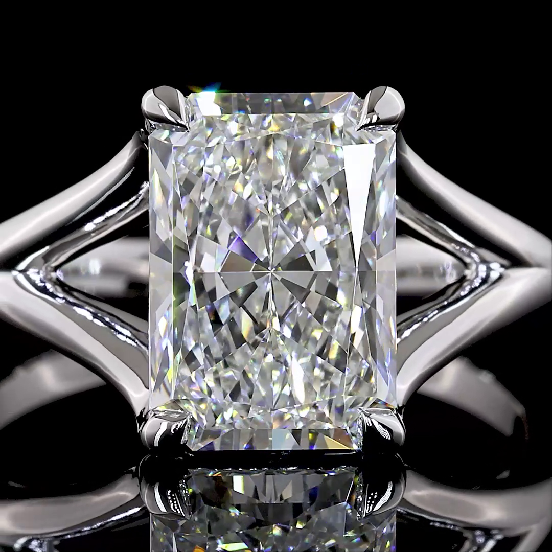 3.07 Cts 14K WHITE GOLD Radiant Shape Solitaire Ring