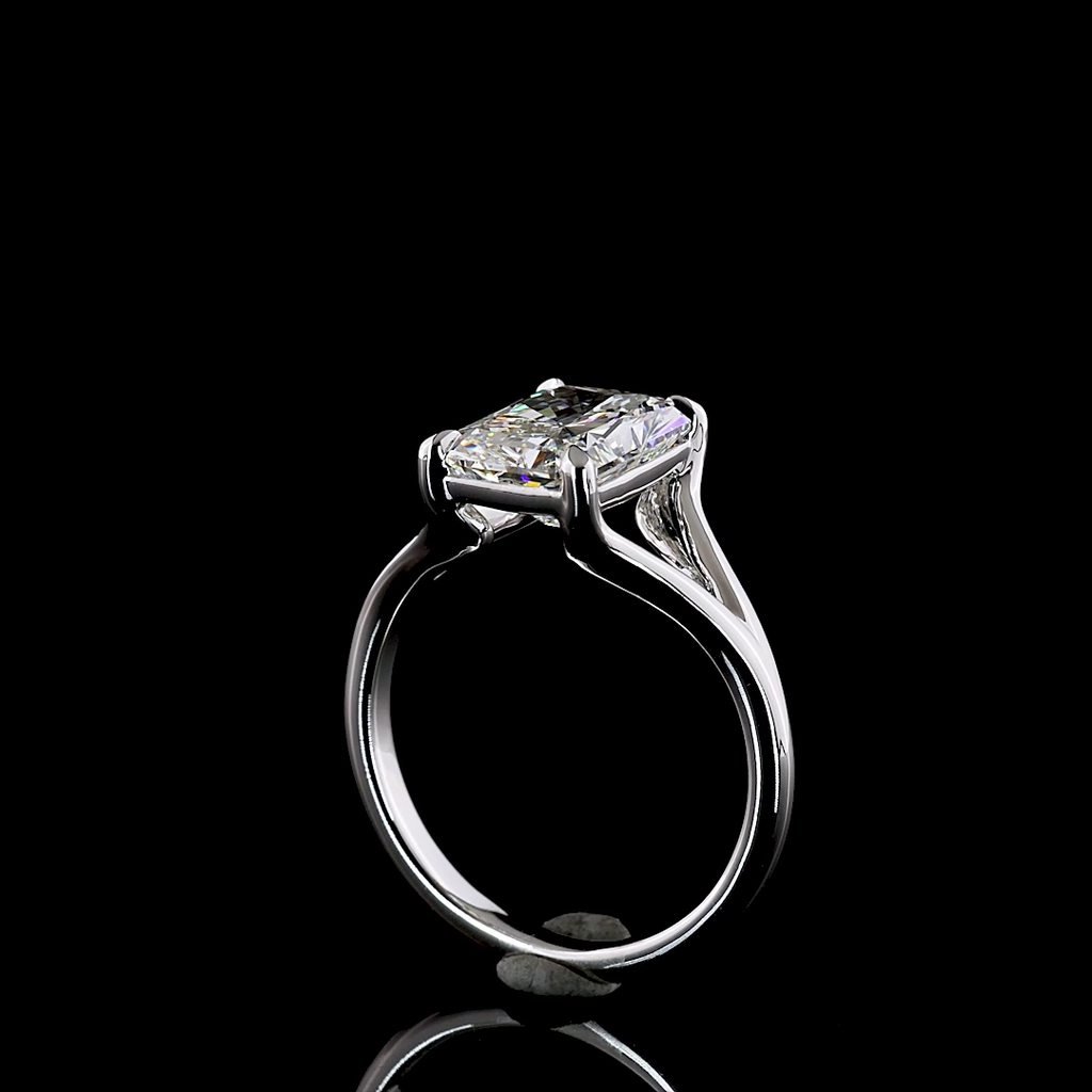 3.07 Cts 14K WHITE GOLD Radiant Shape Solitaire Ring