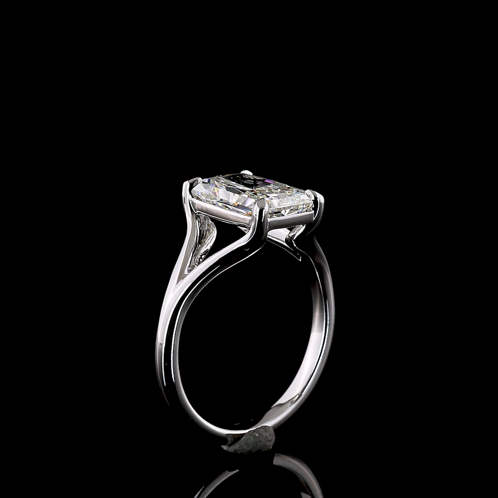 3.07 Cts 14K WHITE GOLD Radiant Shape Solitaire Ring