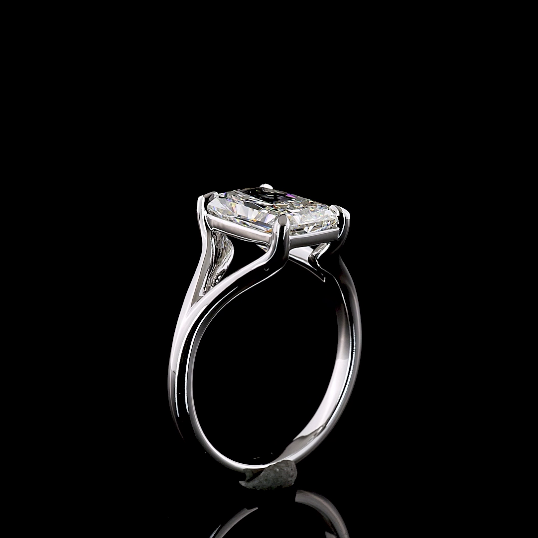 3.07 Cts 14K WHITE GOLD Radiant Shape Solitaire Ring