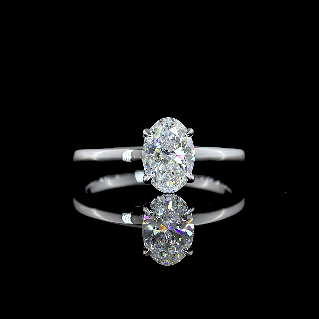 1.1 Cts 14K WHITE GOLD Oval Shape Solitaire Ring