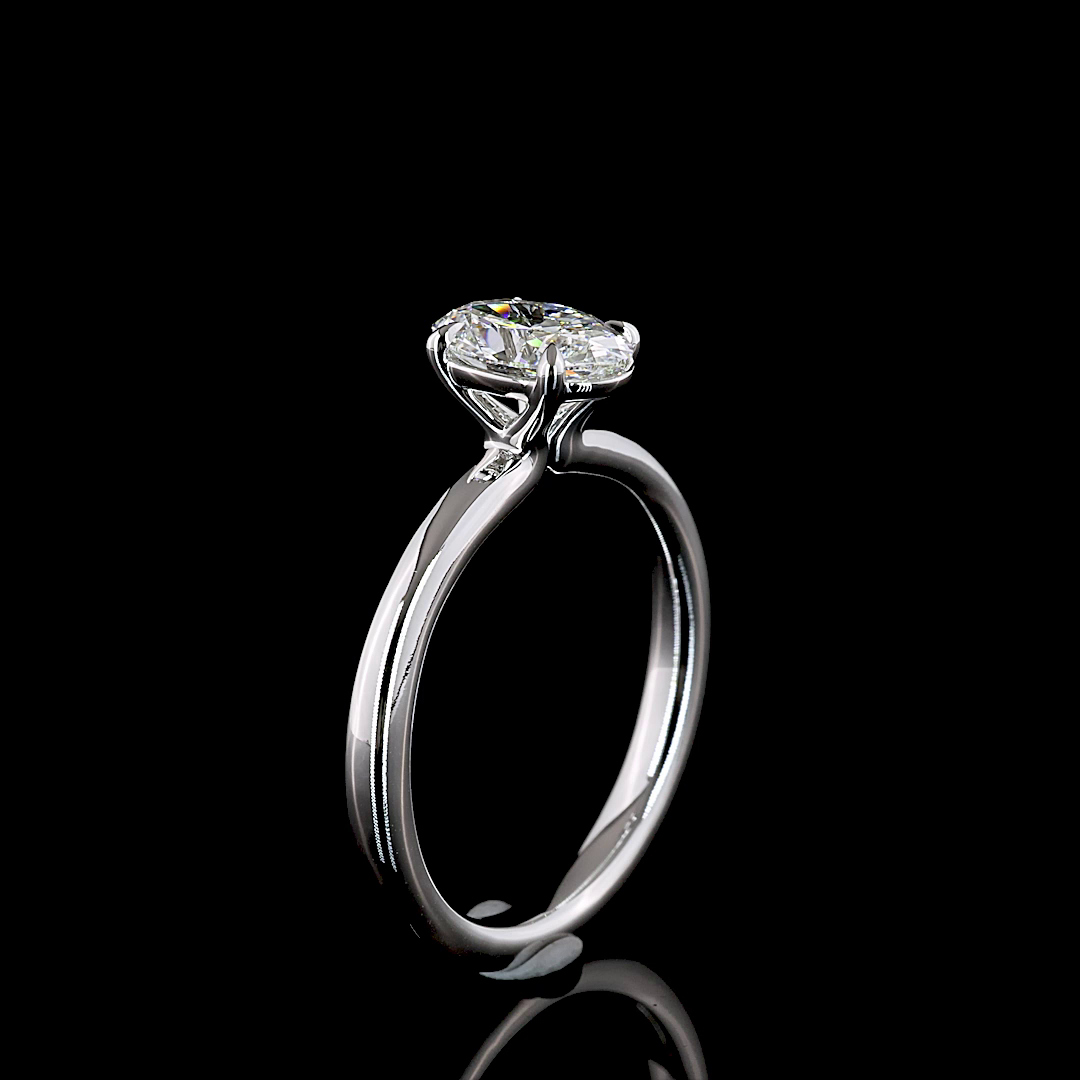 1.1 Cts 14K WHITE GOLD Oval Shape Solitaire Ring