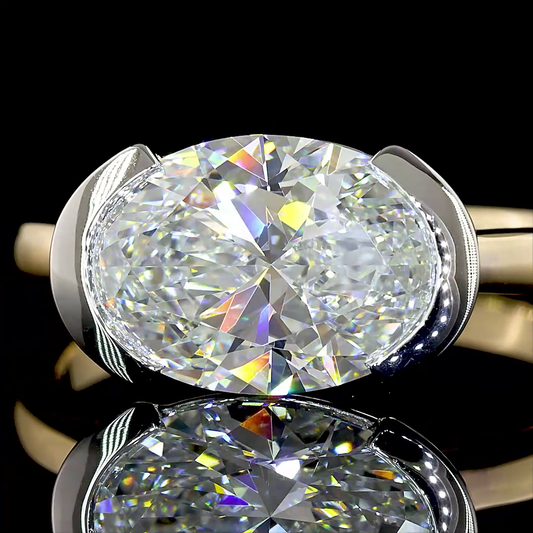 2.50 Cts 14K YELLOW GOLD - PLATINUM Oval Shape Solitaire Ring