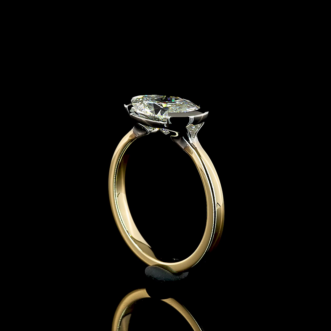 2.50 Cts 14K YELLOW GOLD - PLATINUM Oval Shape Solitaire Ring