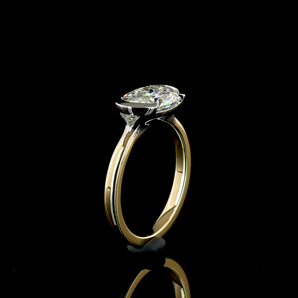 2.50 Cts 14K YELLOW GOLD - PLATINUM Oval Shape Solitaire Ring