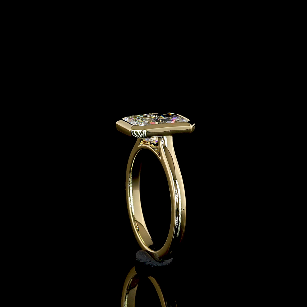 2.18 Cts 14K YELLOW GOLD Radiant Shape Solitaire Ring