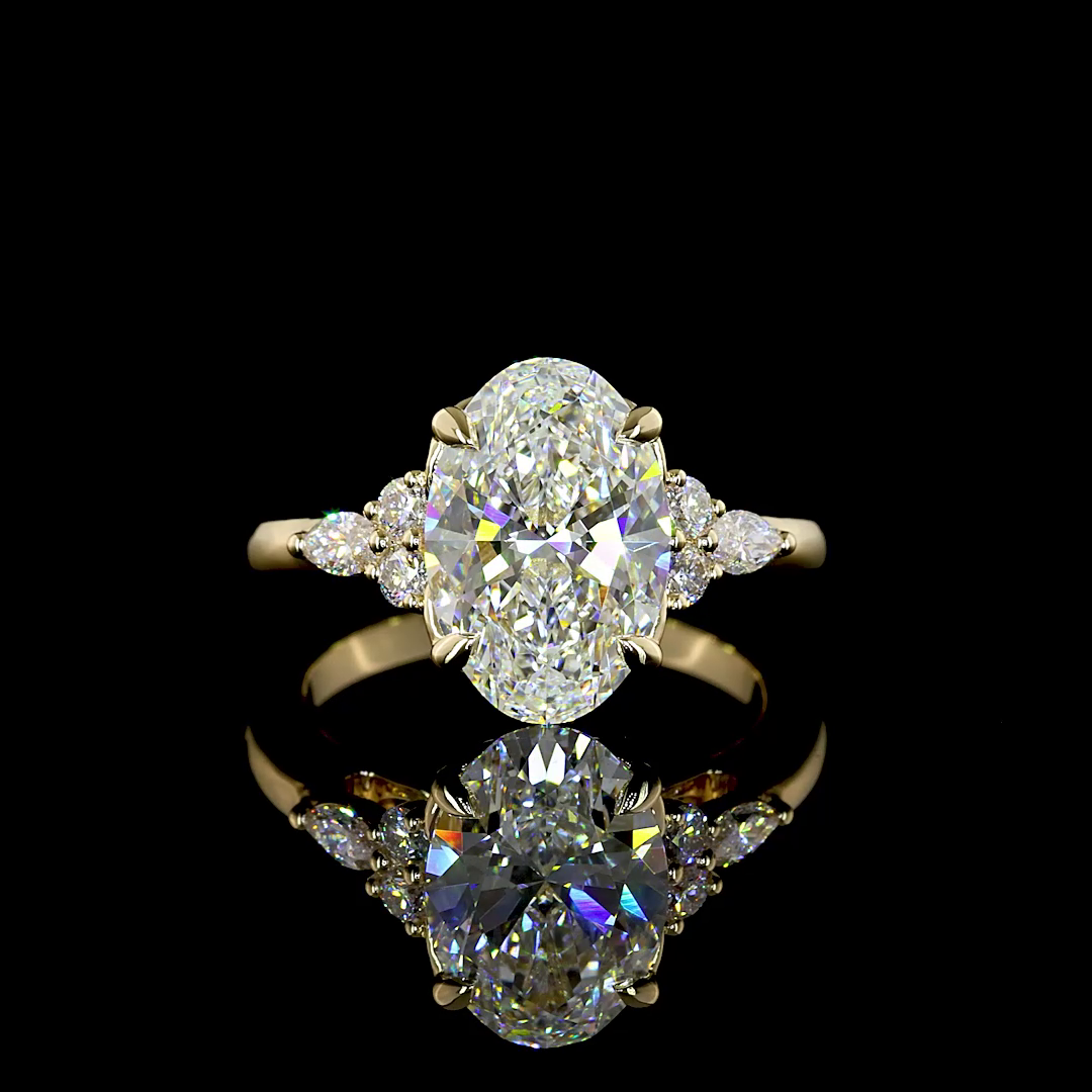 2.84 Cts 14K YELLOW GOLD Oval Shape Special Ring