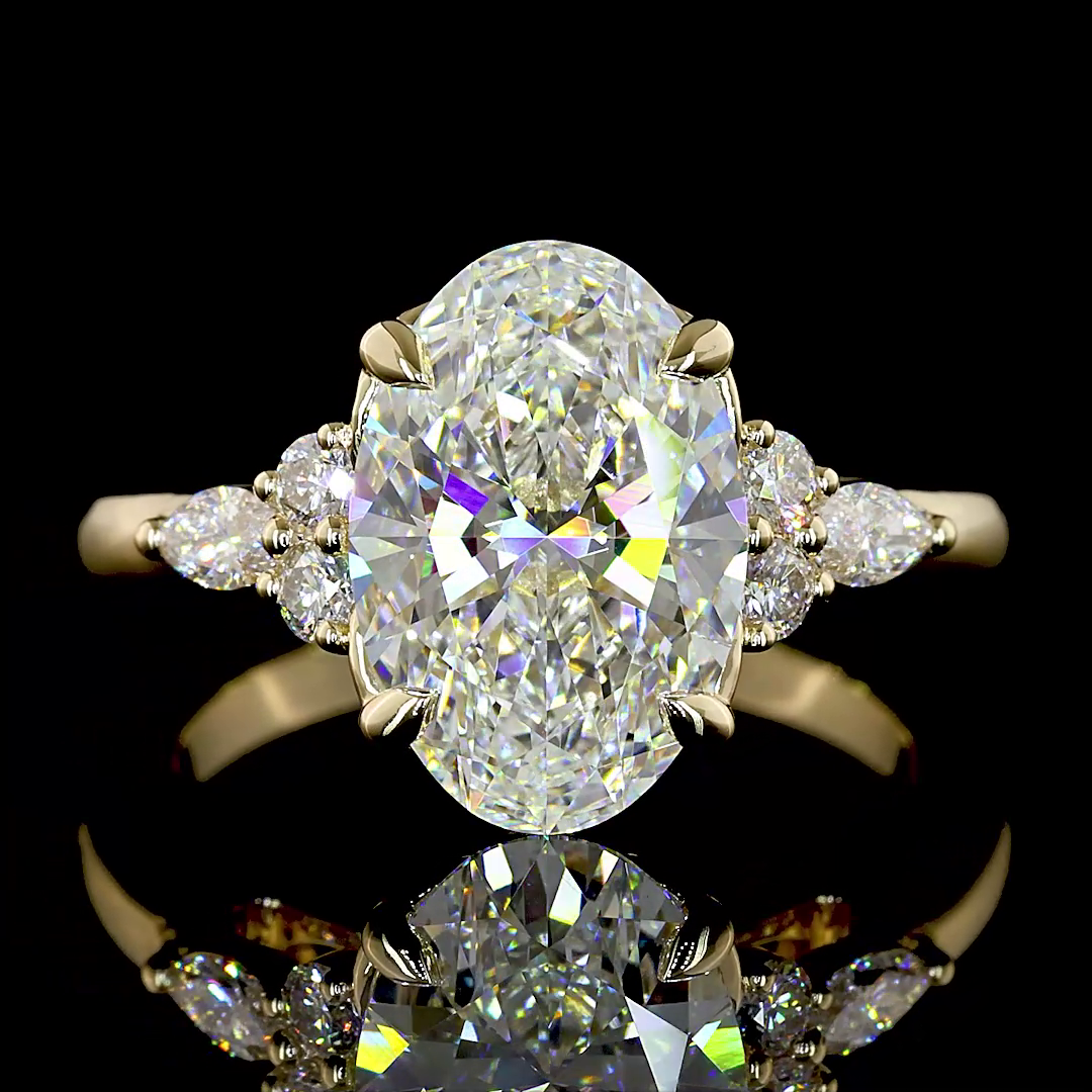 2.84 Cts 14K YELLOW GOLD Oval Shape Special Ring