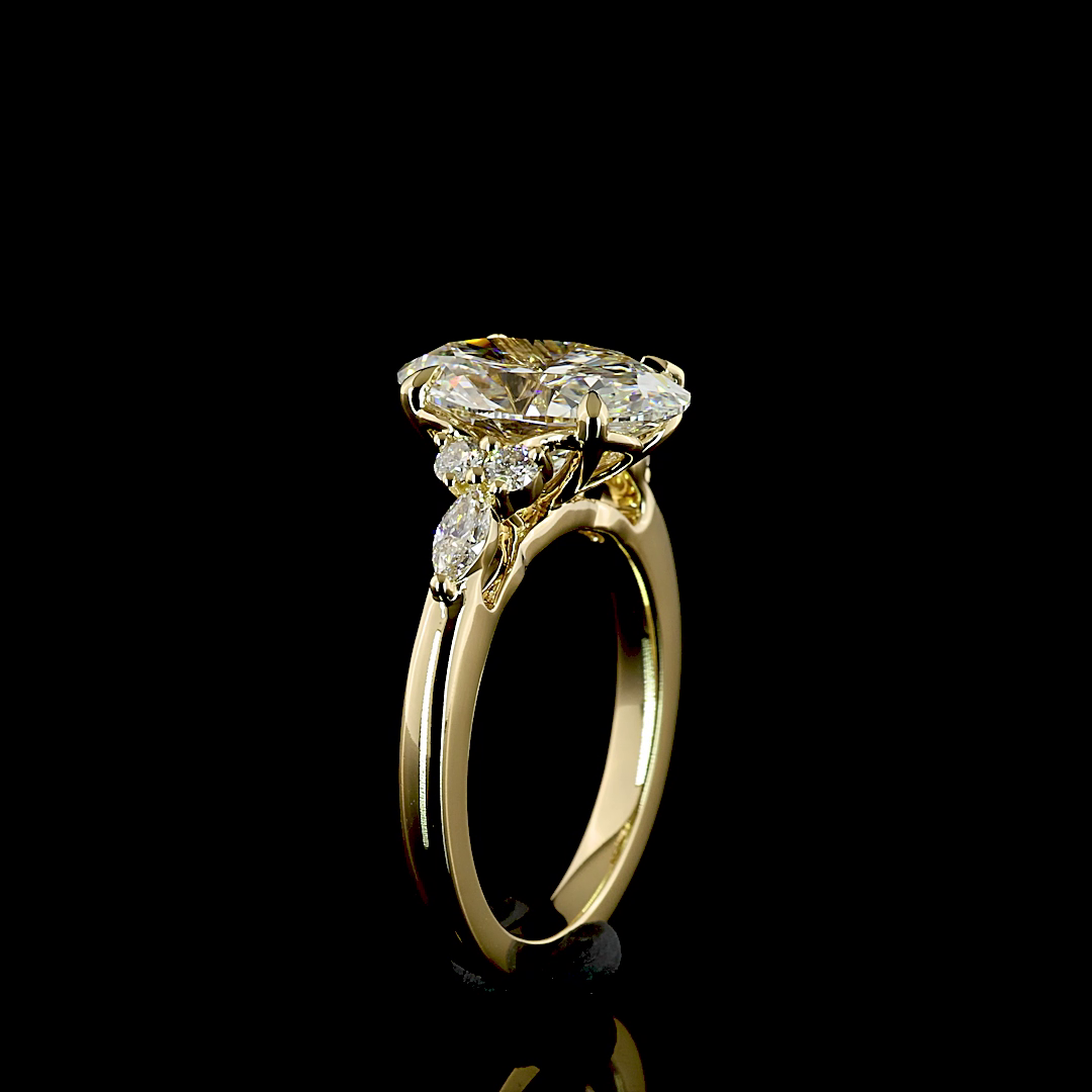 2.84 Cts 14K YELLOW GOLD Oval Shape Special Ring