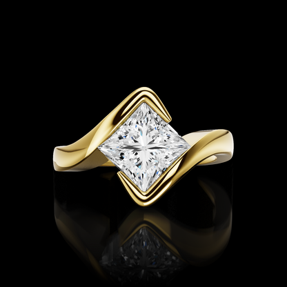 1.35 Cts 14K YELLOW GOLD Princess Shape Special Ring