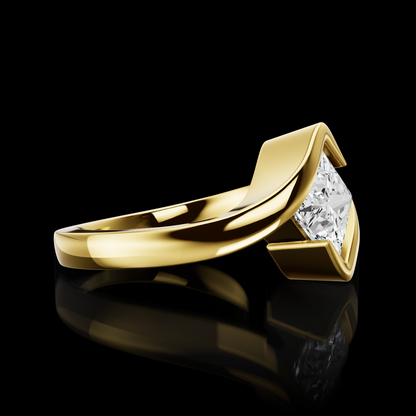 1.35 Cts 14K YELLOW GOLD Princess Shape Special Ring