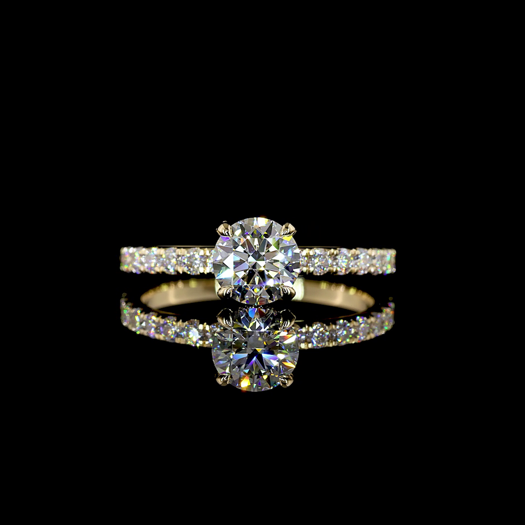 1.86 Cts 14K YELLOW GOLD Round Shape Hidden Halo Ring