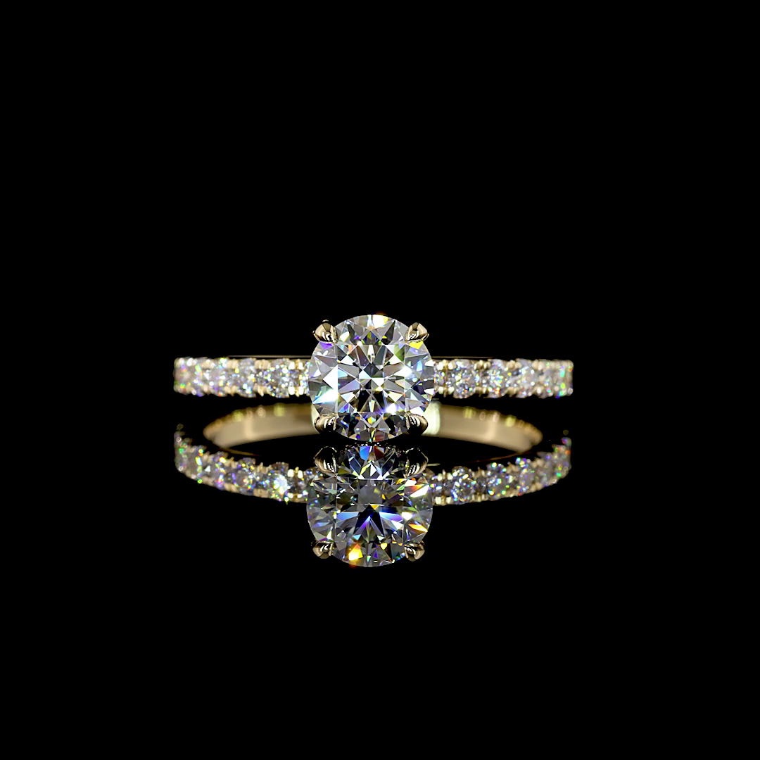 1.86 Cts 14K YELLOW GOLD Round Shape Hidden Halo Ring