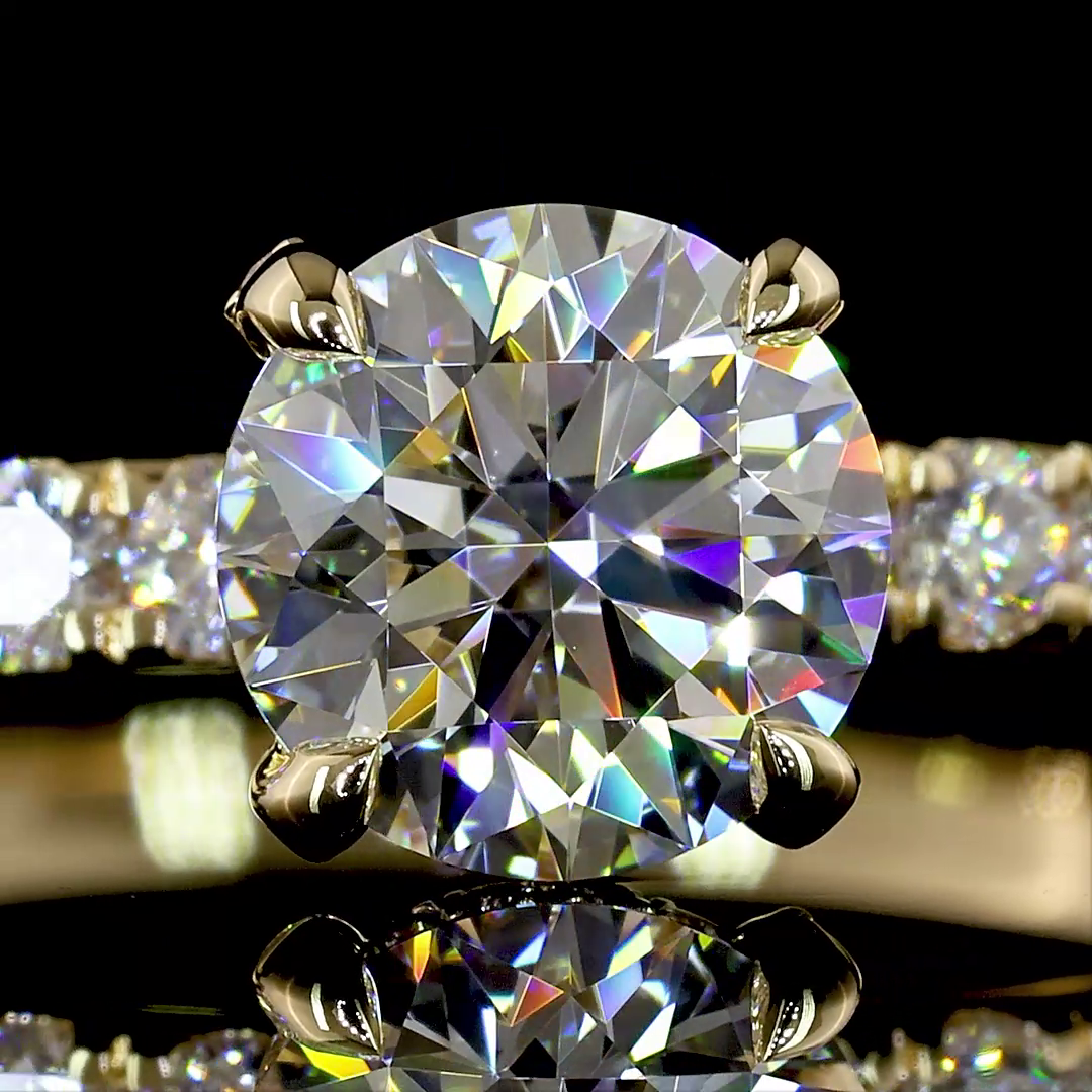 1.86 Cts 14K YELLOW GOLD Round Shape Hidden Halo Ring