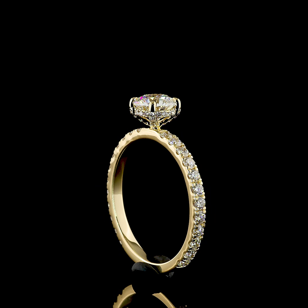 1.86 Cts 14K YELLOW GOLD Round Shape Hidden Halo Ring