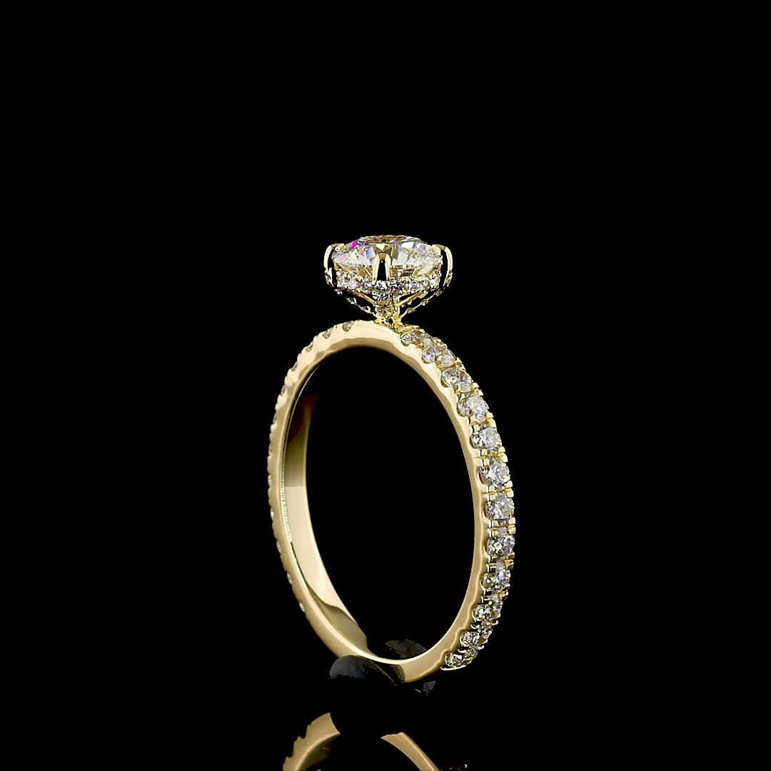1.86 Cts 14K YELLOW GOLD Round Shape Hidden Halo Ring